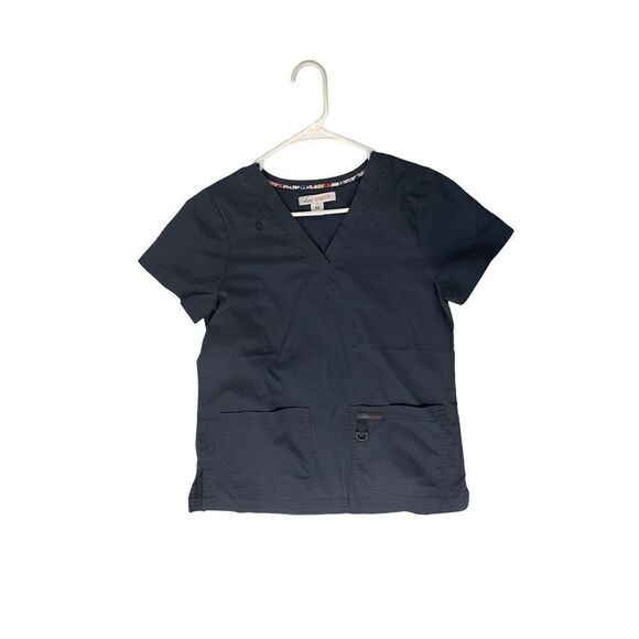 XSML koi stretch grey scrub top - Picture 1 of 4